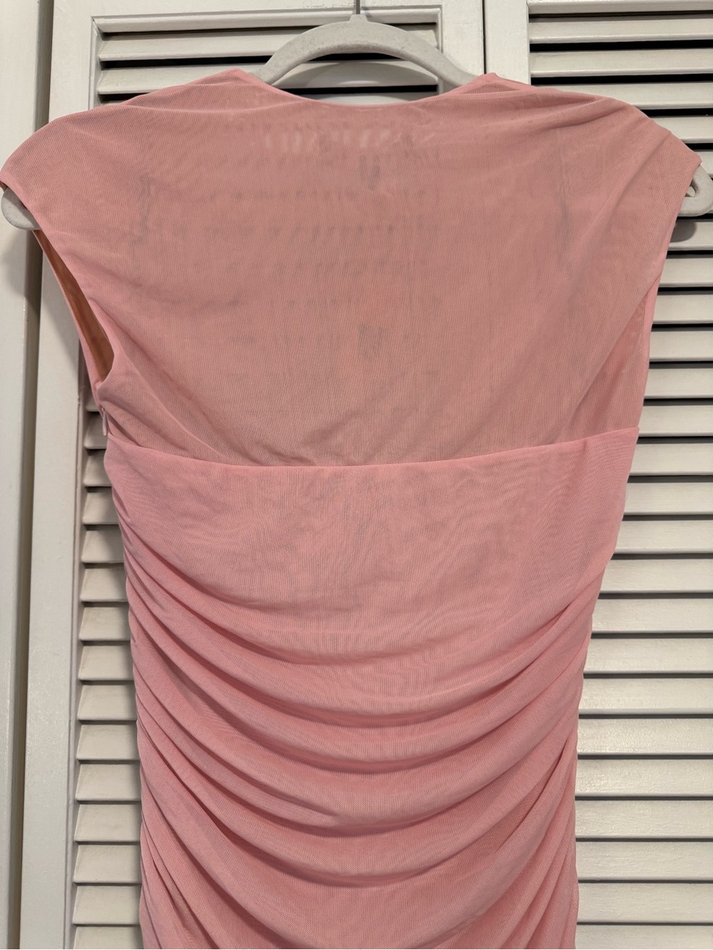 🆕 SEROYA Kylie Mesh Pink Ruched Midi Dress - L - Picture 13 of 13